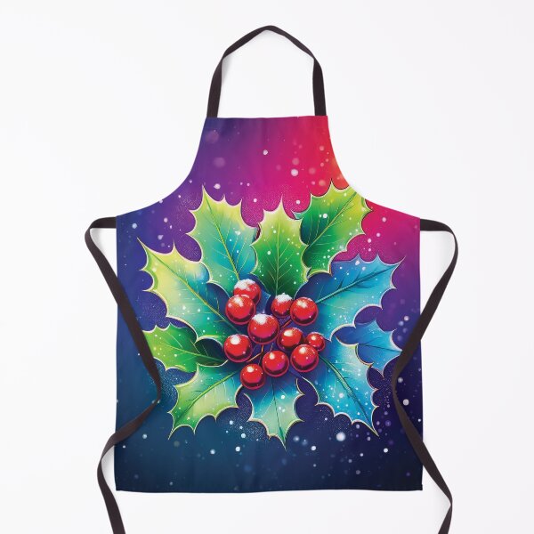 Item preview, A design of holly leaves dusted with snow, with vibrant colors swirling in the background. designed and sold by HEMRO.