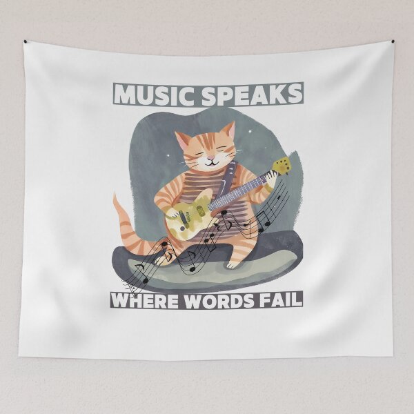 Item preview, Cat said Music Speaks where words fail designed and sold by Vibes-vintage.