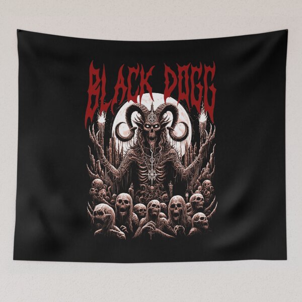 Item preview, A Black / death metal horror inspired design with demons, skulls, skeletons and satanic Classic T-Shirt designed and sold by blackdoggdesign.