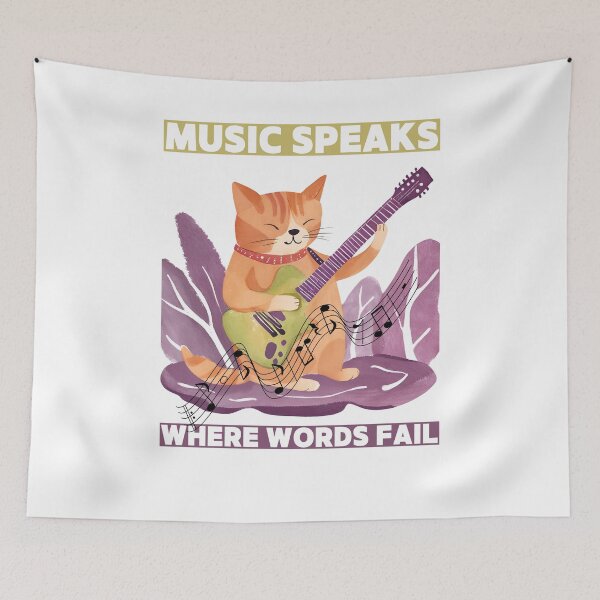 Item preview, Cat said Music Speaks where words fail designed and sold by Vibes-vintage.