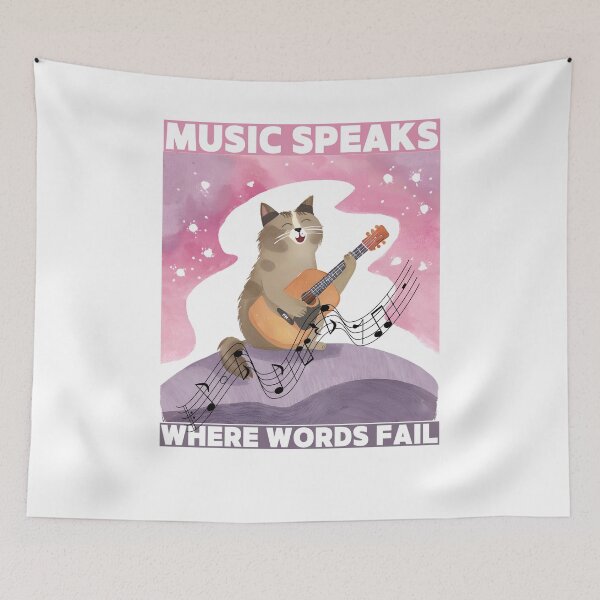 Item preview, Cat said Music Speaks where words fail designed and sold by Vibes-vintage.