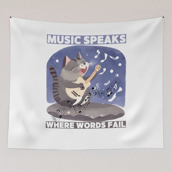 Item preview, Cat said Music Speaks where words fail designed and sold by Vibes-vintage.