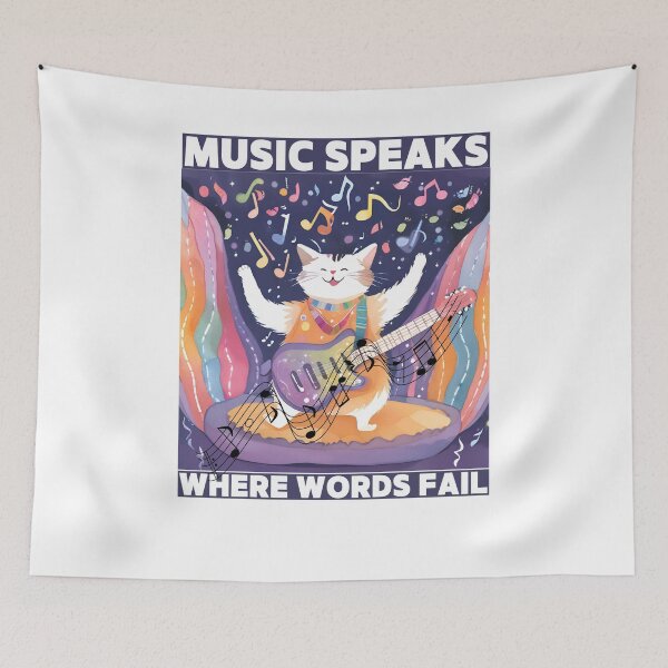 Item preview, Cat said Music Speaks where words fail designed and sold by Vibes-vintage.