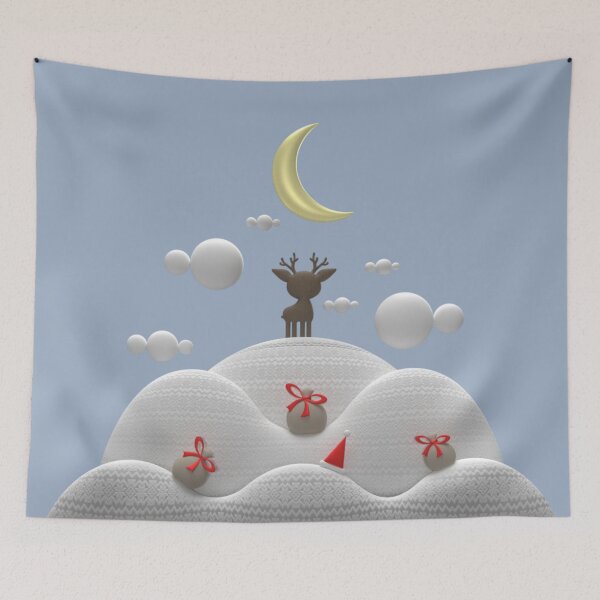 Item preview, Reindeer and Crescent Moon- 3D Snowy Landscape designed and sold by My-fake-places.