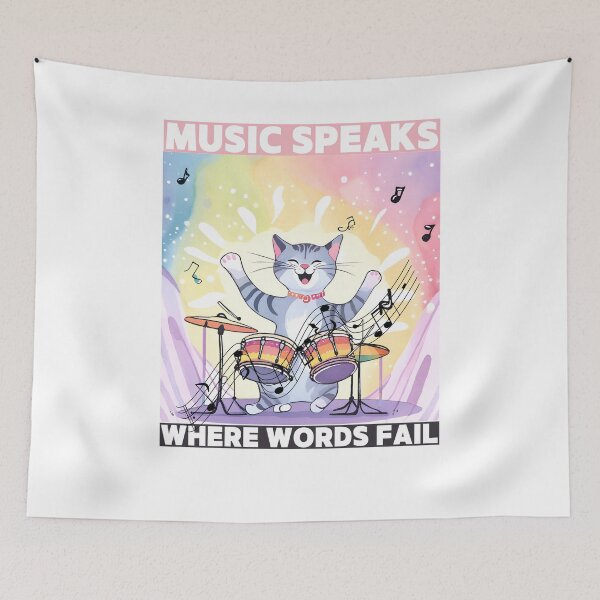 Item preview, Cat said Music Speaks where words fail designed and sold by Vibes-vintage.