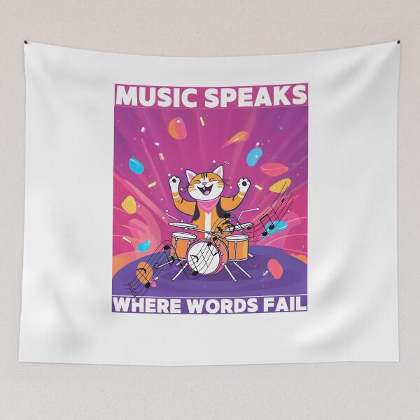 Item preview, Cat said Music Speaks where words fail designed and sold by Vibes-vintage.
