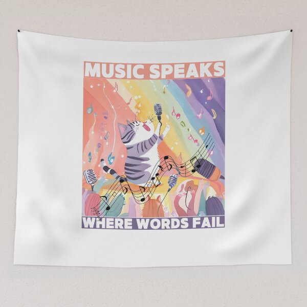 Item preview, Cat said Music Speaks where words fail designed and sold by Vibes-vintage.