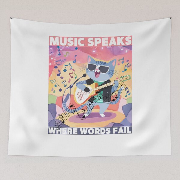 Item preview, Cat said Music Speaks where words fail designed and sold by Vibes-vintage.