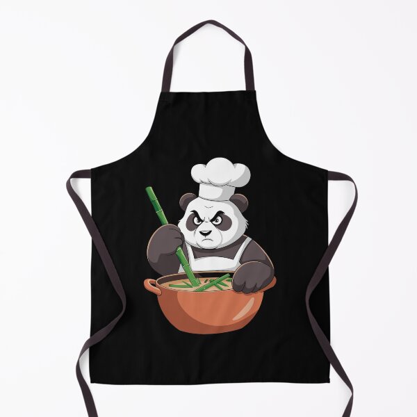Item preview, Grumpy Panda Chef Stirring Pot Cartoon designed and sold by InsanseCreation.