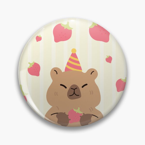 Item preview, Cute birthday capybara eating strawberries designed and sold by lessadesign.