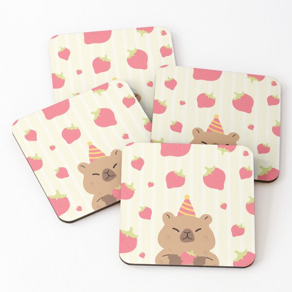 Item preview, Cute birthday capybara eating strawberries designed and sold by lessadesign.