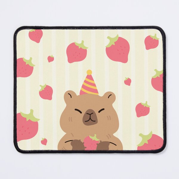 Item preview, Cute birthday capybara eating strawberries designed and sold by lessadesign.