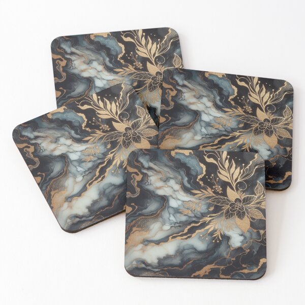 Item preview, Dark and light grey marble with gold highlights – pure elegance and art designed and sold by FotoworldEdel.