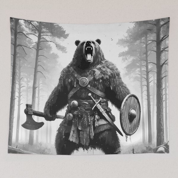 Item preview, Viking Bear Warrior Monochromatic designed and sold by TomFrontierArt.