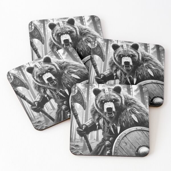 Item preview, Viking Bear Berserker Warrior Monochromatic designed and sold by TomFrontierArt.