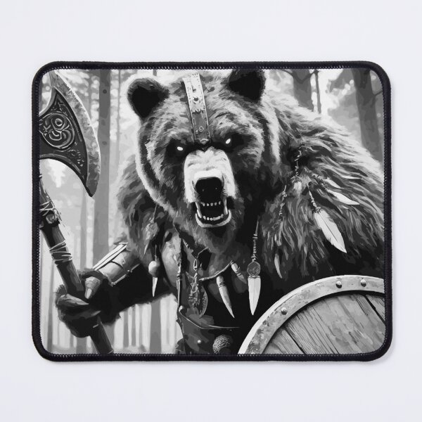 Item preview, Viking Bear Berserker Warrior Monochromatic designed and sold by TomFrontierArt.