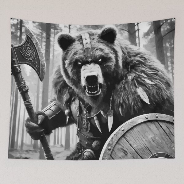 Item preview, Viking Bear Berserker Warrior Monochromatic designed and sold by TomFrontierArt.