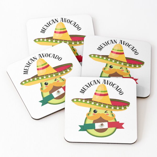 Item preview, kawaii mexican avocado with hat and mustache designed and sold by ZerpaGiovanna.