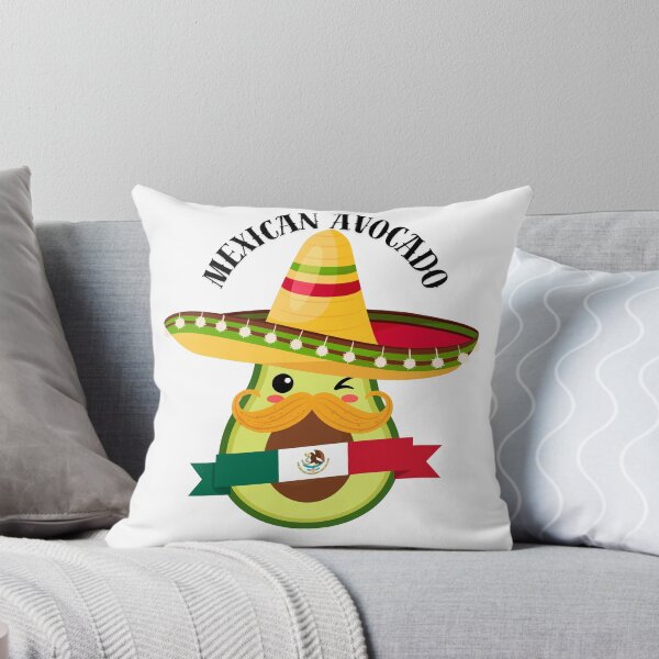 Item preview, kawaii mexican avocado with hat and mustache designed and sold by ZerpaGiovanna.