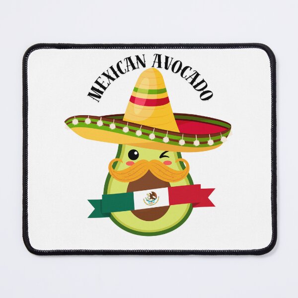 Item preview, kawaii mexican avocado with hat and mustache designed and sold by ZerpaGiovanna.