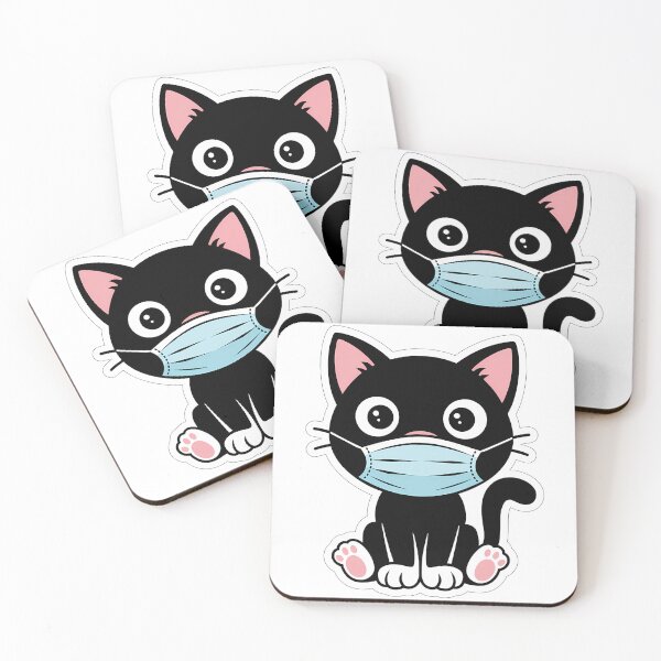 Item preview, Masked Black Cat Sticker - Cute and Quirky Kitty with a Face Mask designed and sold by Apaisan.