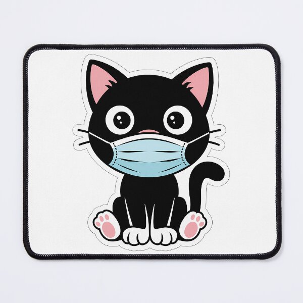 Item preview, Masked Black Cat Sticker - Cute and Quirky Kitty with a Face Mask designed and sold by Apaisan.