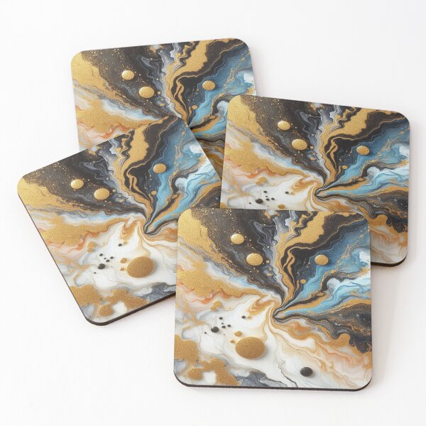 Item preview, Fascinating abstract art with gold powder: A harmonious composition in gold, white and blue designed and sold by FotoworldEdel.