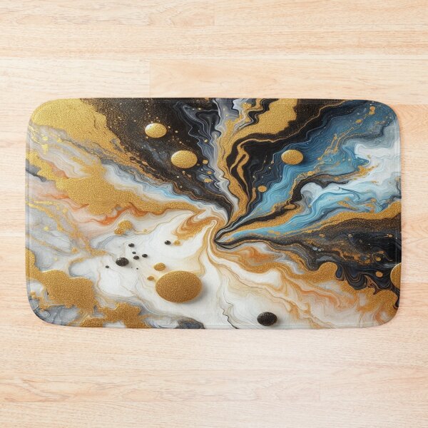 Item preview, Fascinating abstract art with gold powder: A harmonious composition in gold, white and blue designed and sold by FotoworldEdel.