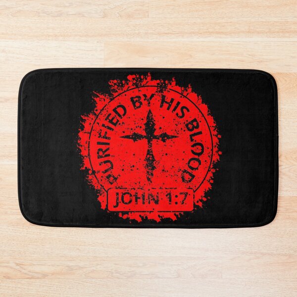 Item preview, Purified by His Blood | Bible Verse Typographic White on Red Design (John 1:7) designed and sold by ZechJohnRB.