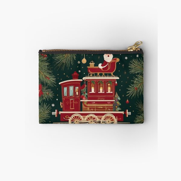 Item preview, "Vintage Christmas Train with Santa and Festive Ornaments" designed and sold by StickerFrenzied.