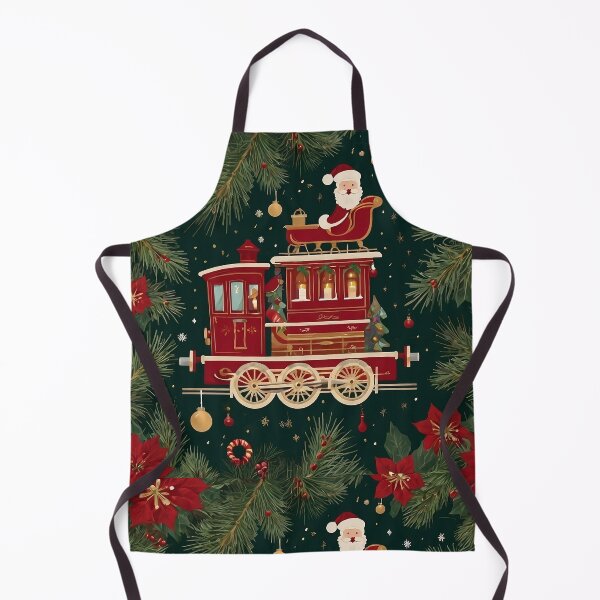 Item preview, "Vintage Christmas Train with Santa and Festive Ornaments" designed and sold by StickerFrenzied.
