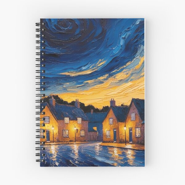 Item preview, A rural village under a twilight sky designed and sold by EtCreative.