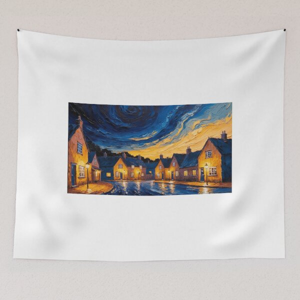 Item preview, A rural village under a twilight sky designed and sold by EtCreative.