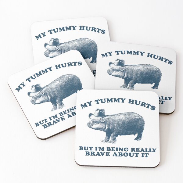 Item preview, My Tummy Hurts But I'm Being Really Brave About It, Retro Cartoon T Shirt, Weird T Shirt, Meme T Shirt, Moodeng T Shirt, Funny Hippo designed and sold by Rosqzz.