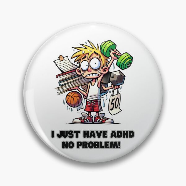 Item preview, Funny ADHD Cartoon Design - Overwhelmed But Awesome! Attention Deficit Hyperactivity Disorder designed and sold by Psycho-Crazy.