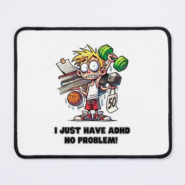 Item preview, Funny ADHD Cartoon Design - Overwhelmed But Awesome! Attention Deficit Hyperactivity Disorder designed and sold by Psycho-Crazy.