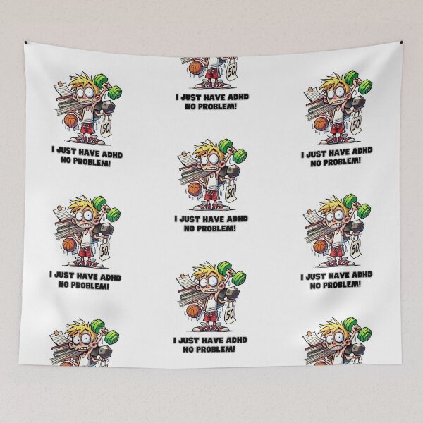 Item preview, Funny ADHD Cartoon Design - Overwhelmed But Awesome! Attention Deficit Hyperactivity Disorder designed and sold by Psycho-Crazy.