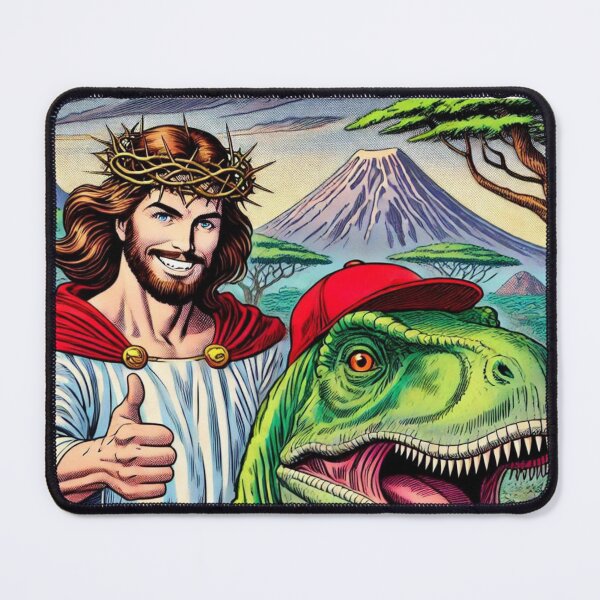 Item preview, Jurassic Jesus Riding T-Rex Dinosaur designed and sold by JohnnyCeri.
