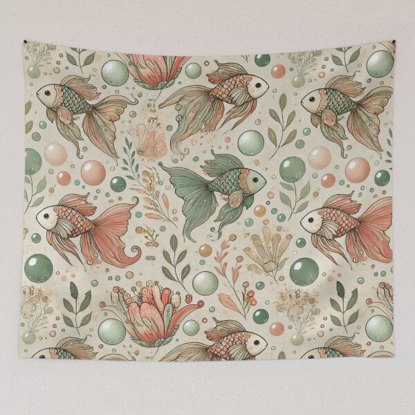 Item preview, Seamless Boho Fish & Bubbles Pattern | Elegant Aquatic Design in Soft Pastels designed and sold by DEEPDesignsART.