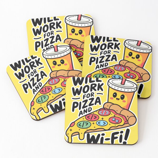 Item preview, I would work for pizza and wifi designed and sold by Regacu.