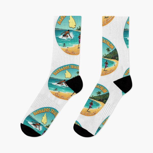 Item preview, Barbados Triathlon Illustration – Swim, Bike, Run designed and sold by Triathlongram.