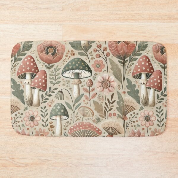 Item preview, "Seamless Boho Mushrooms & Flowers | Whimsical Nature-Inspired Pattern" designed and sold by DEEPDesignsART.
