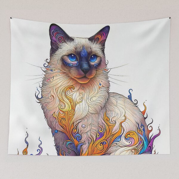 Item preview, Siamese Cat Artistic Unusual Portrait designed and sold by CattyCornerPOD.