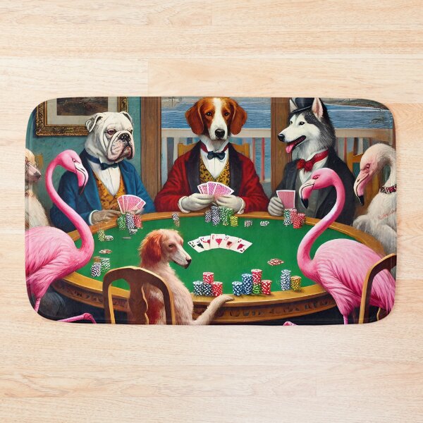Item preview, Flamingos and Dogs Playing Poker designed and sold by XaviChateau.