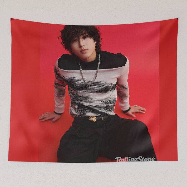 Item preview, Han Jisung hot red Rolling stone Stray Kids (스트레이 키즈) IMAGE SKZ kpop ot8 designed and sold by Kpop-Noona.
