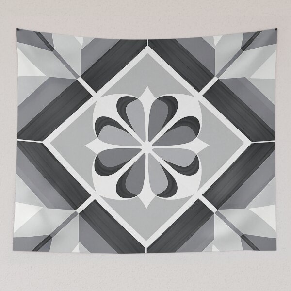 Item preview, Geometric floral pattern in grayscale designed and sold by Haji  Kamora.