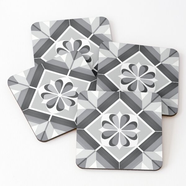Item preview, Geometric floral pattern in grayscale designed and sold by Haji  Kamora.