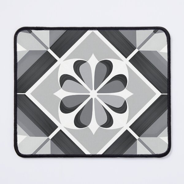 Item preview, Geometric floral pattern in grayscale designed and sold by Haji Kamora.