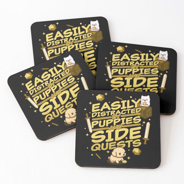 Item preview, Easily Distracted by Puppies and Side Quests RPG Design designed and sold by thegoodwordsco.