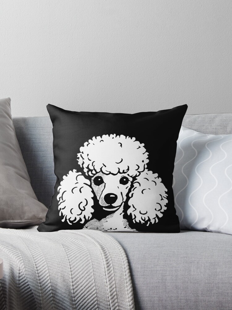 Thumbnail 1 of 4, Pillow, Pop Art Poodle Black & White Chic Aesthetic Throw Pillow designed and sold by K9ish.